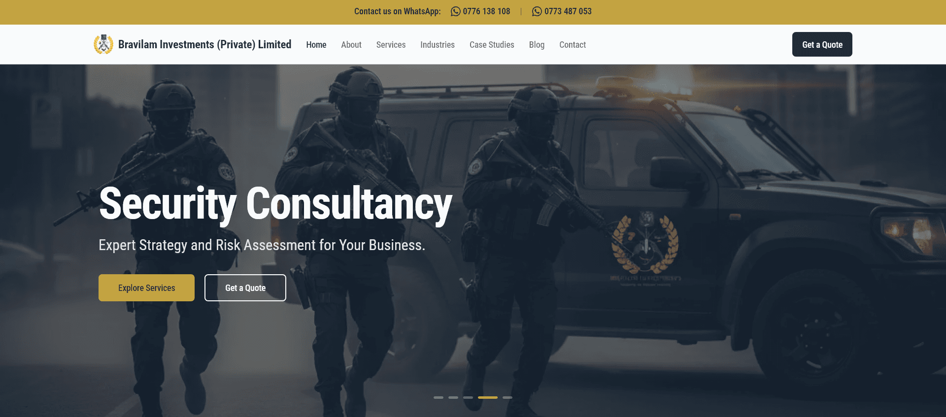 Bravilam Investments website on desktop