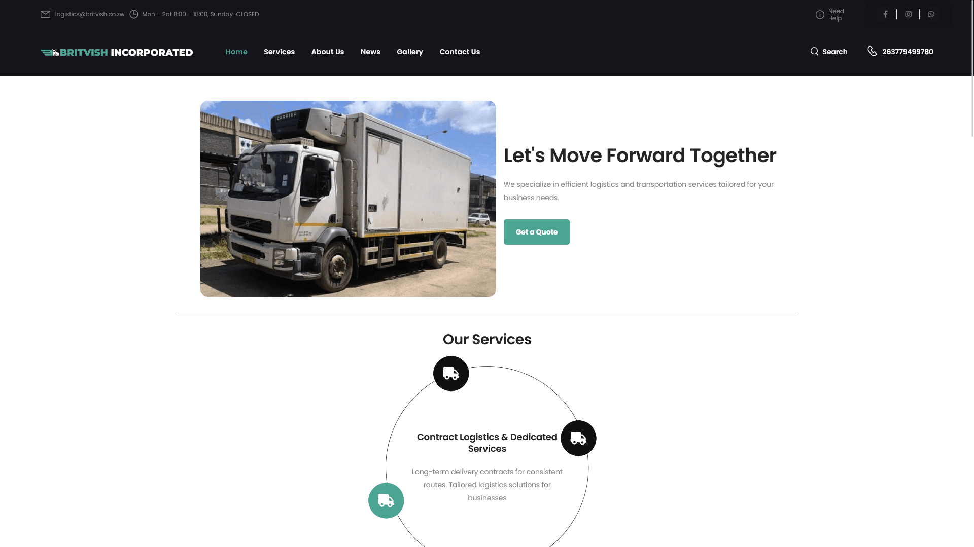 Britvish Incorporated website on desktop